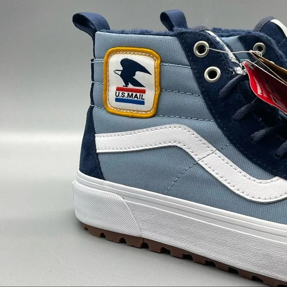 Vans Women's Blue and White High-Top Sneakers - Picture 7 of 12